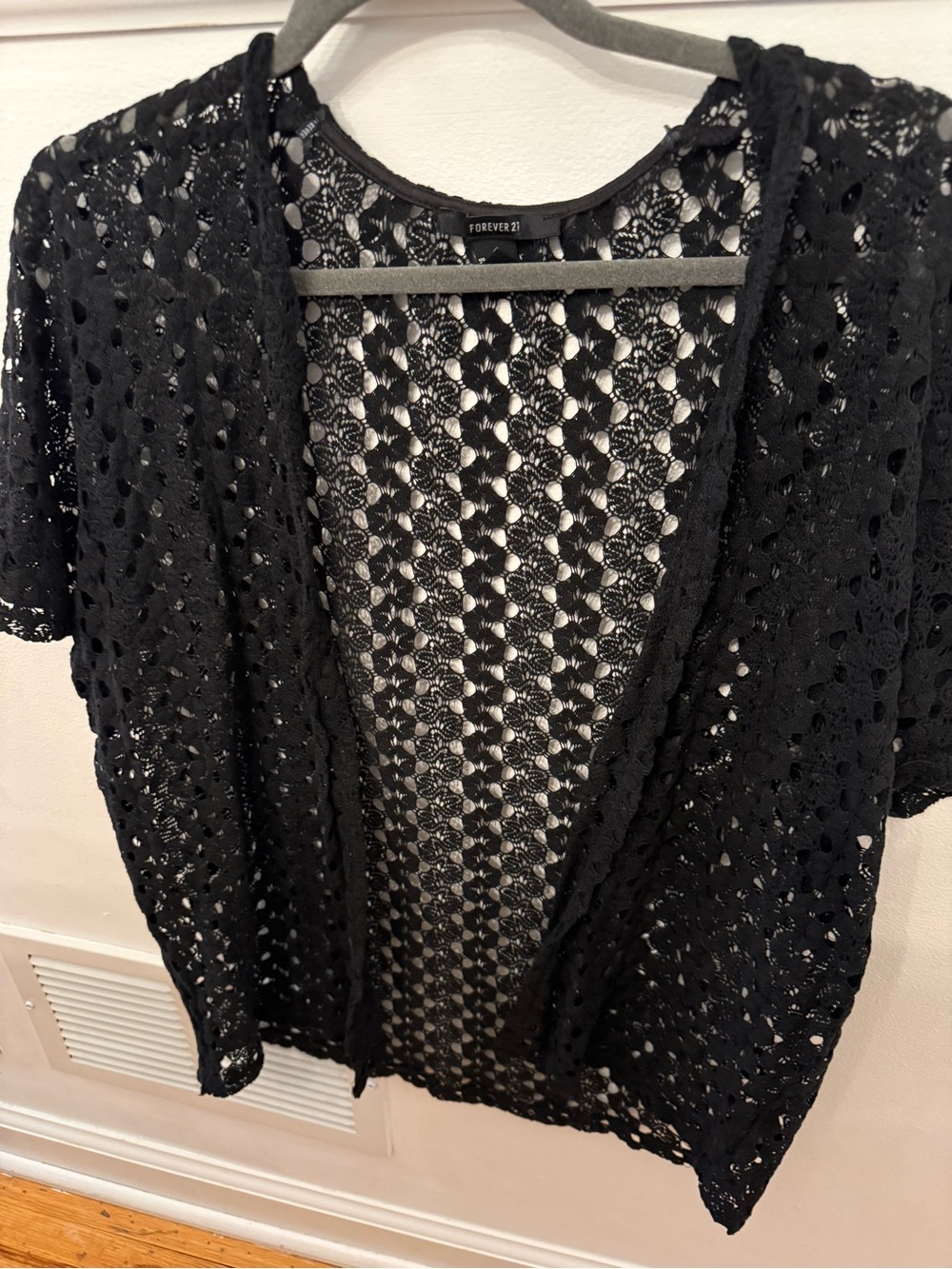 Forever 21 Black Crochet Open-Knit Top